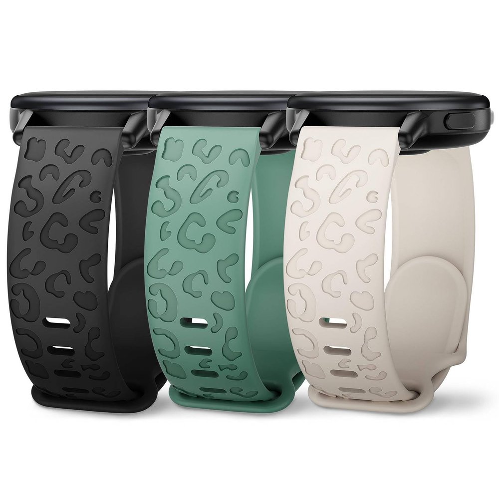 Wizvv 22 mm Leopard-Engraved Replacement Band for Garmin Vivoactive 4/Venu 3, Forerunner 265/255/255 Music