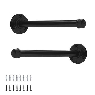 FEEIMOL 2-Pack Heavy-Duty Industrial Pipe Shelf Brackets, Black, 20 cm