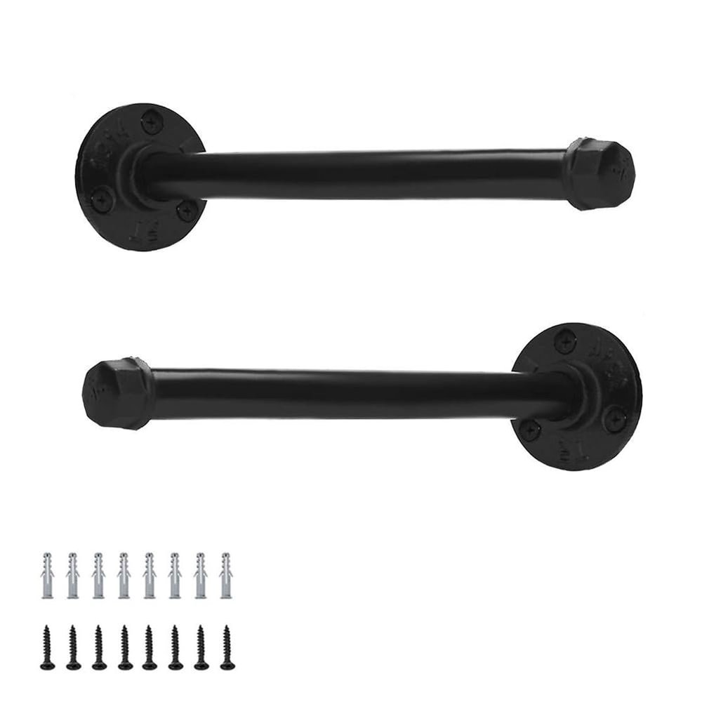 FEEIMOL 2-Pack Heavy-Duty Industrial Pipe Shelf Brackets, Black, 20 cm
