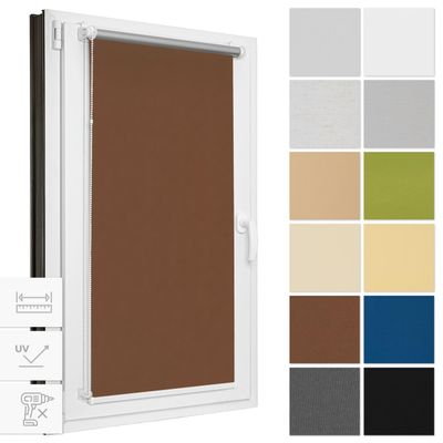 Estika Blackout Roller Blind Without Drilling, 62 x 150 cm, Brown, Thermal Blind