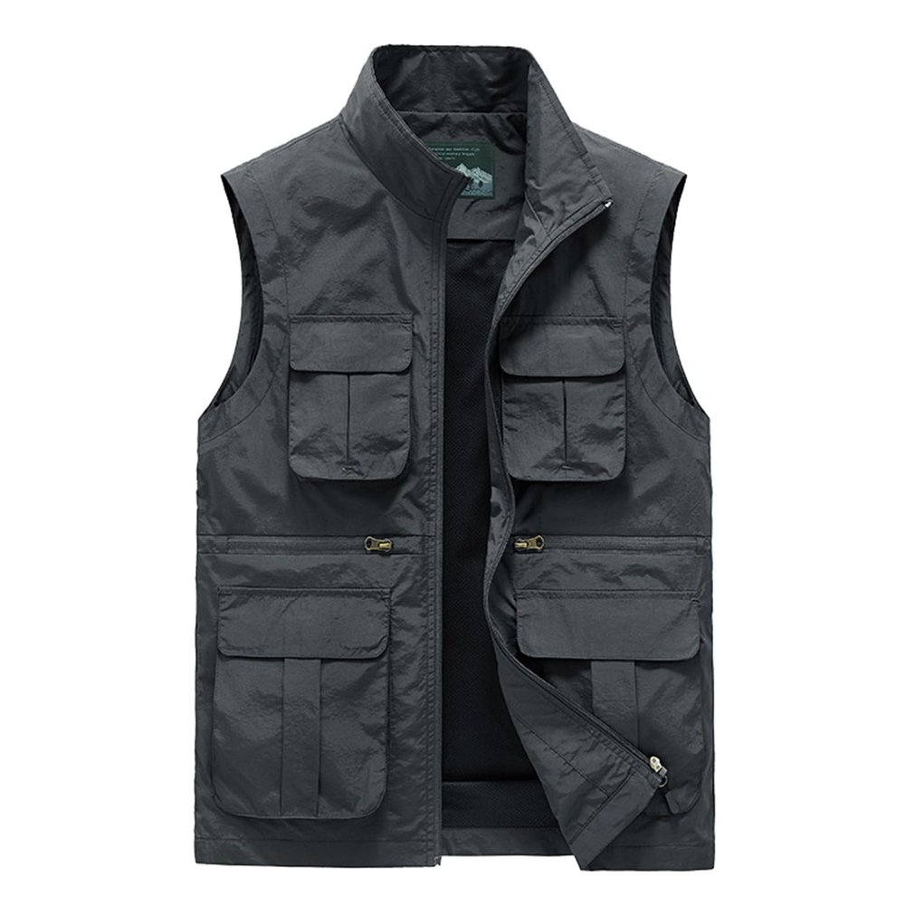 KBOPLEMQ Men's Outdoor Vest, Lightweight Fishing Vest with Multiple Pockets, Hunting, Camping, Hiking, Sleeveless Leisure and Work Vest