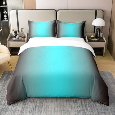 Loussiesd Blue and Black Ombre Bedding Set, 155 x 220 cm, 100% Cotton