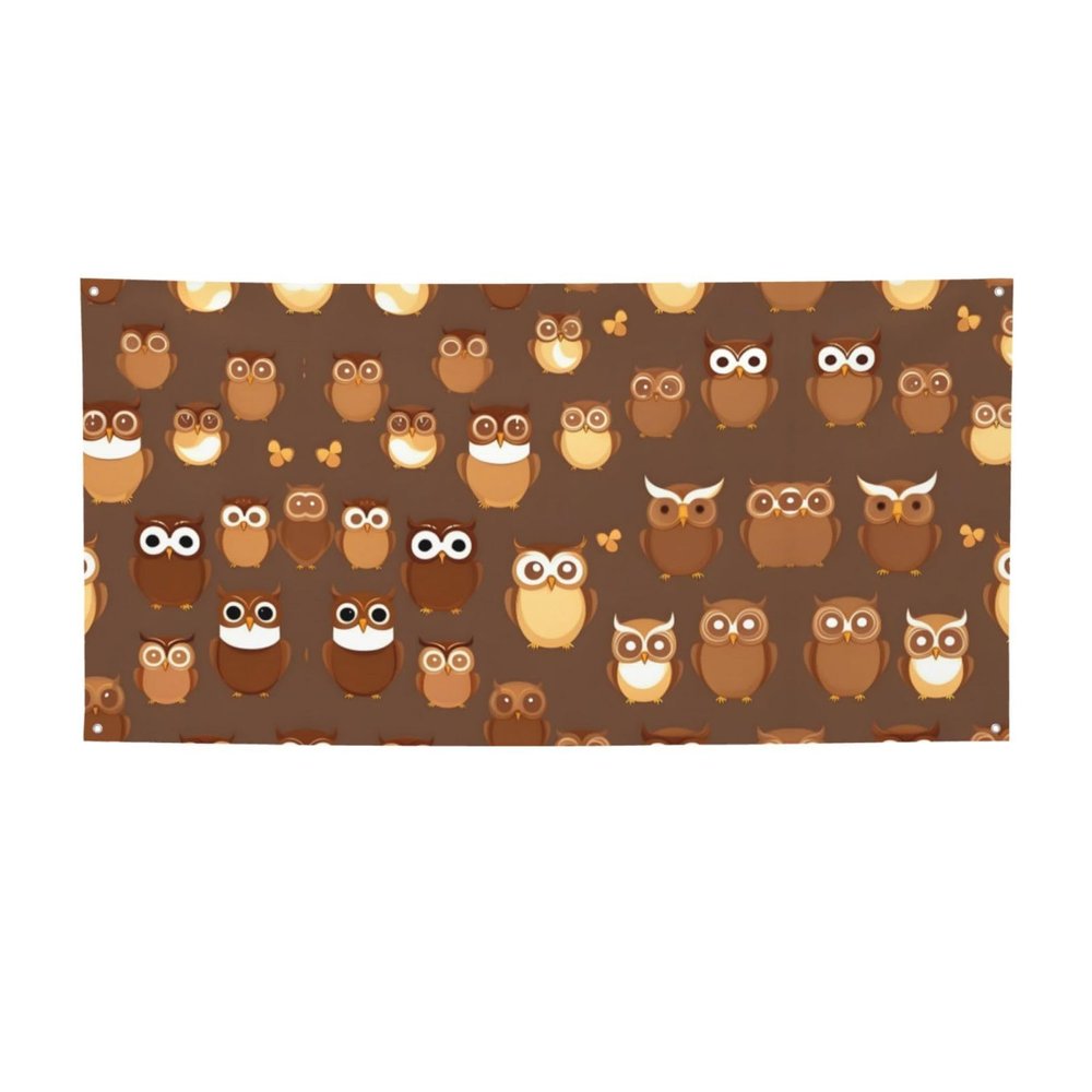 Cute Brown Cartoon Owl Personalized Banners and Signs