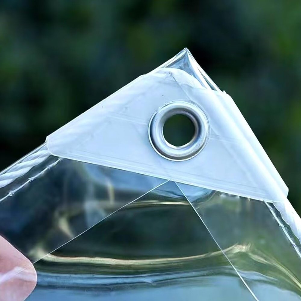 LCYFBE Transparent PVC Tarp with Grommets, 500 g, 0.35 mm, 3.4 x 5.9 m