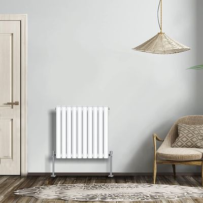 NRG Modern White Double Oval Panel Radiator, 600 x 590 mm