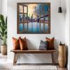 HUBDECO 3D Santorini Sea Window Wall Decal, Self-Adhesive Wallpaper, 90 x 60 cm view 2
