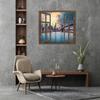 HUBDECO 3D Santorini Sea Window Wall Decal, Self-Adhesive Wallpaper, 90 x 60 cm view 3