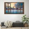 HUBDECO 3D Santorini Sea Window Wall Decal, Self-Adhesive Wallpaper, 90 x 60 cm view 4