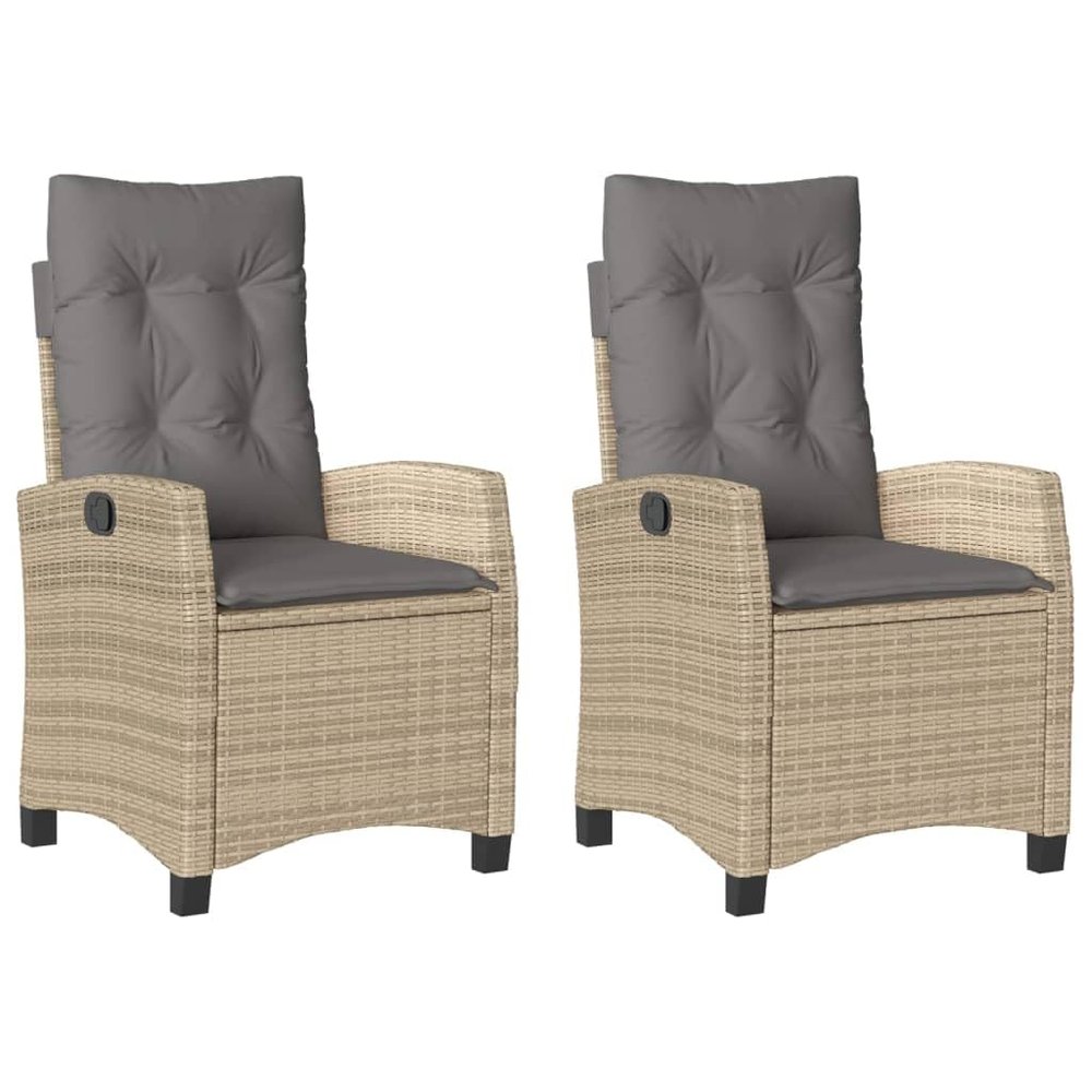 Gecheer 2-Piece Adjustable Garden Lounger Set with Footrest, Beige Mixed-Color Poly Rattan