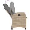 Gecheer 2-Piece Adjustable Garden Lounger Set with Footrest, Beige Mixed-Color Poly Rattan view 4