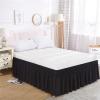 Morbuy Elastic Wrap-Around Bed Skirt with Ruffles, 38 cm Drop, Microfiber, 3-Sided, US Queen, Black view 1