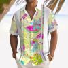 Men's Floral Short-Sleeve Linen Cotton Hawaiian Shirt view 3