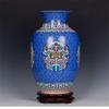 ASerZenith Chinese-Style Antique Blue Ceramic Flower Vase, Palace Enamel Porcelain Vase for New Year Gifts view 1