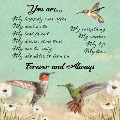 kisoyo Vintage-Style Metal Tin Sign with Hummingbird "You Are My Everything My Love Forever And Always," Aluminum Sign for Home, Coffee Shop, Dining Room, Wall Decor, 20.3 x 30.5 cm