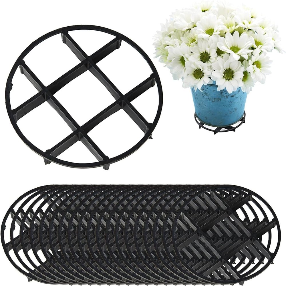 Yeehliny 20-Piece Plant Pot Riser Pads, Black Plastic Mesh Grids, 20 cm