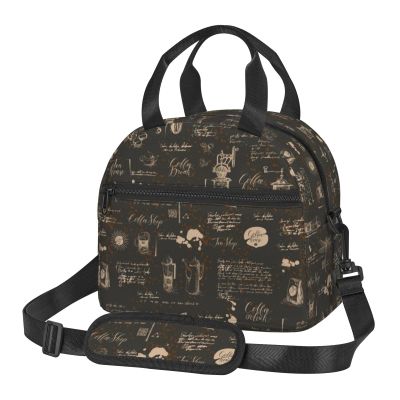 KWQDOZF Insulated Lunch Bag for Coffee and Tea with Shoulder Strap, Waterproof Tote for Business Trips