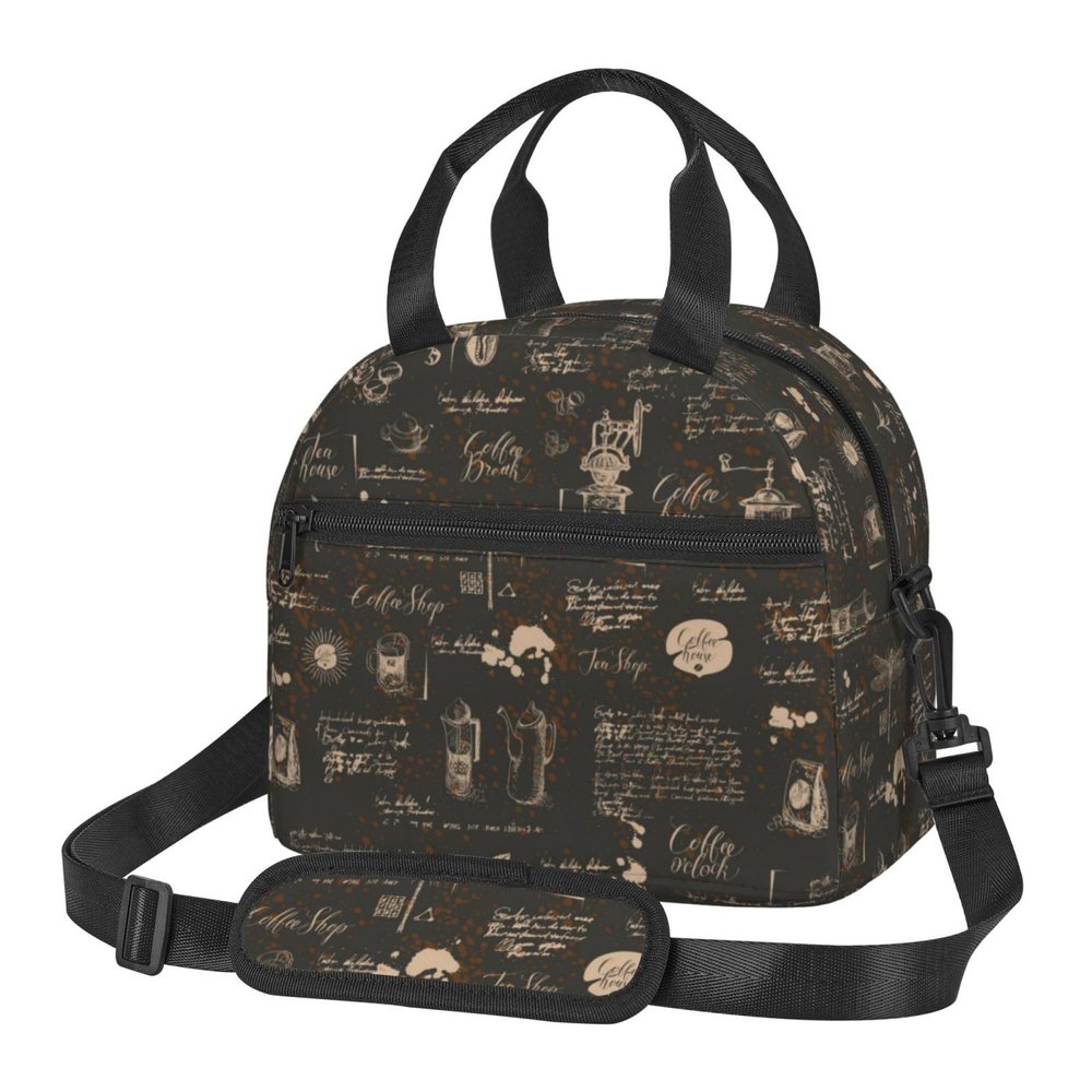 KWQDOZF Insulated Lunch Bag for Coffee and Tea with Shoulder Strap, Waterproof Tote for Business Trips