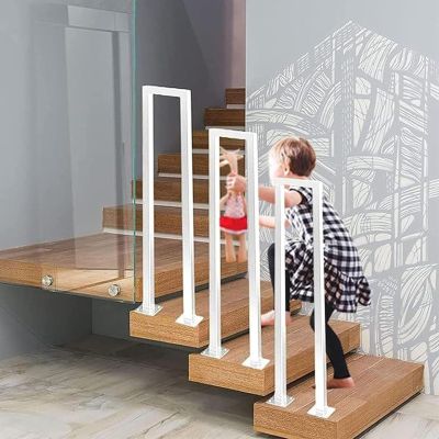 U-Shaped Wrought-Iron Stair Handrail, 35–100 cm, Complete Installation Kit