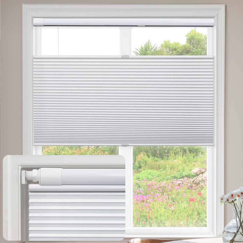 UrMoon No-Drill Cellular Shade, Blackout White, 67 W x 183 H cm