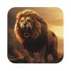 Leather Drink Coasters, Angry Roaring Lion, 6-Piece Set view 1