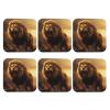 Leather Drink Coasters, Angry Roaring Lion, 6-Piece Set view 2