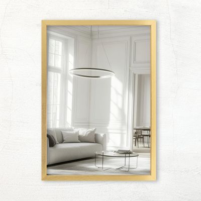CLAMARO Vision Wall Mirror 55 x 155 cm Gold with Frame, 300+ Sizes Available, Real Glass, Portrait or Landscape Mounting, Handmade in Germany