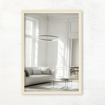 CLAMARO Vision Wall Mirror 60 x 60 cm, Beige Frame, 300+ Sizes, Vertical or Horizontal Mounting, Handmade in Germany