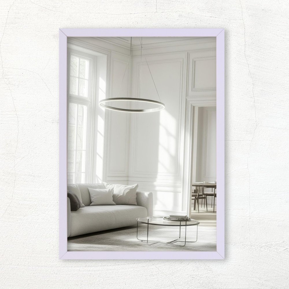CLAMARO Vision Wall Mirror with MDF Frame, Pastel Lilac, 30 x 120 cm