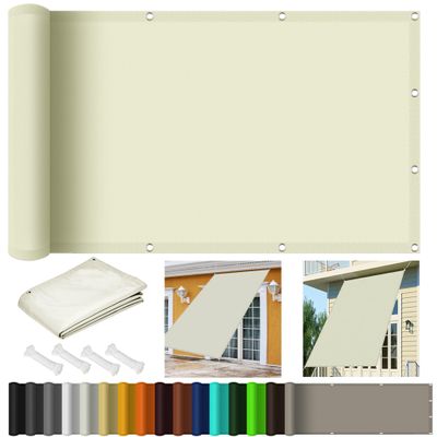 Shade Sail 2.6 x 7 m, Waterproof, 98% UV Protection, Ivory