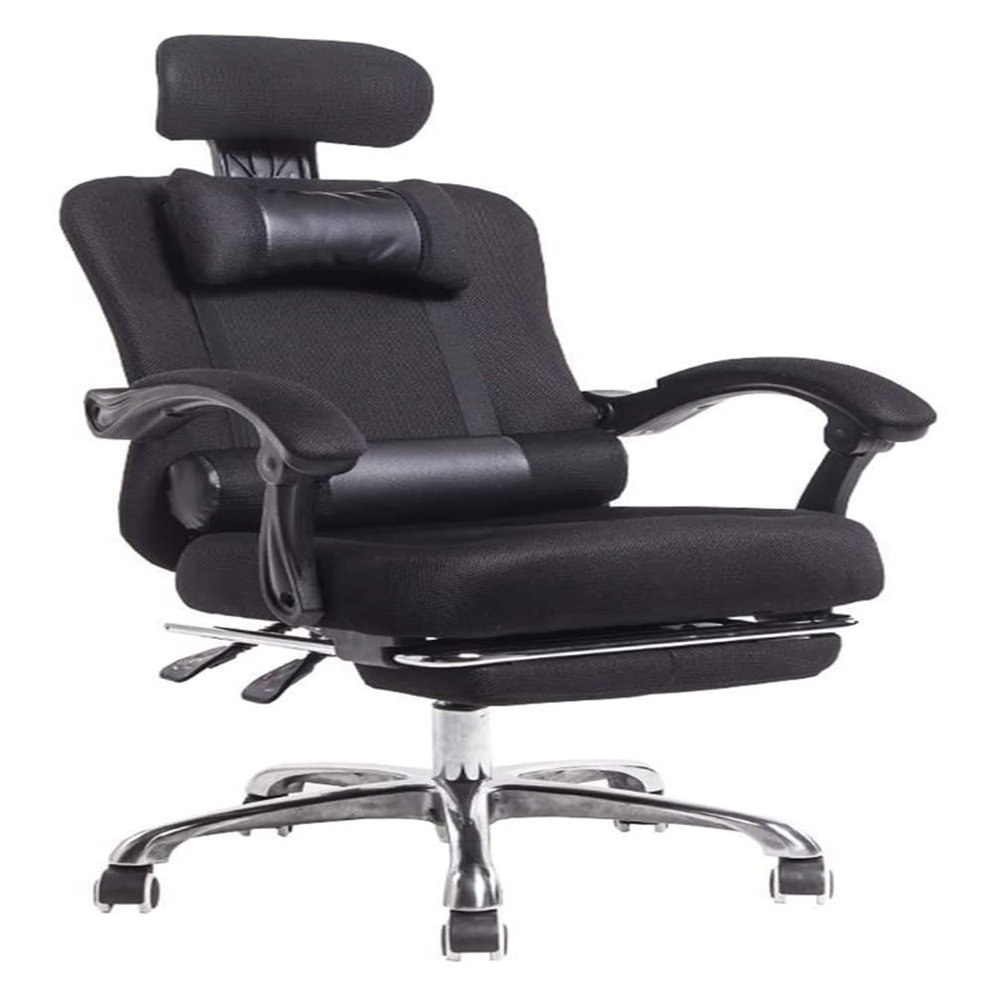 LiChA Office Chair, Computer Chair, E-Sports Gaming Chair with Ergonomic Cushion Seat, Mesh Fabric, Reclining Backrest, Black