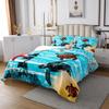 feelingyou Sea Beach Large Bedspread, Blue Ocean Turtle and Starfish Quilt Set with 2 Pillowcases, Lighthouse Sketch Rustic Farm Board Microfiber Coverlet Set for Kids, Breathable view 2