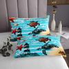 feelingyou Sea Beach Large Bedspread, Blue Ocean Turtle and Starfish Quilt Set with 2 Pillowcases, Lighthouse Sketch Rustic Farm Board Microfiber Coverlet Set for Kids, Breathable view 3