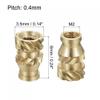 Knurled Insert Nuts, 60-Piece Set, M3 x 4 mm, 5 mm OD, Brass Heat-Set Inserts for 3D Printing view 2