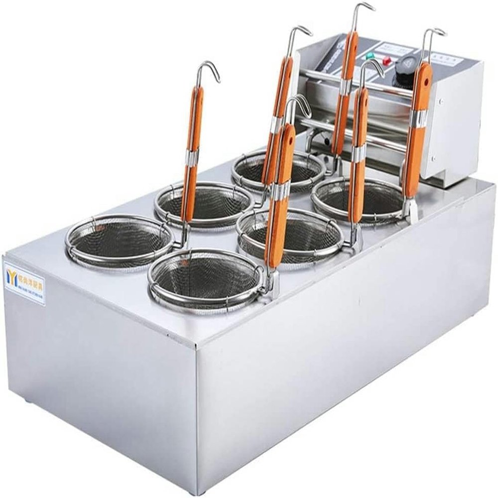 WQZStar Electric Noodle Cooker, 6-Basket Commercial and Home Use, Stainless Steel