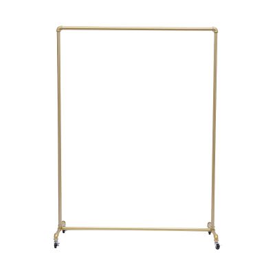 lalaleny Industrial Pipe Garment Rack with Wheels, Gold, 120 x 40 x 160 cm