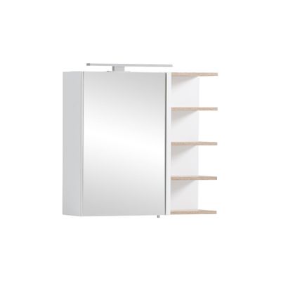 Schildmeyer Lugo Mirrored Cabinet 157385, Chalk White / Wild Oak Decor, 49.7 x 16.0 x 74.4 cm