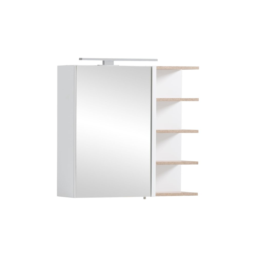 Schildmeyer Lugo Mirrored Cabinet 157385, Chalk White / Wild Oak Decor, 49.7 x 16.0 x 74.4 cm