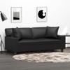 Mengtu 2-Seater Sofa with Throw Pillows, Faux Leather, Black, 140 cm view 1