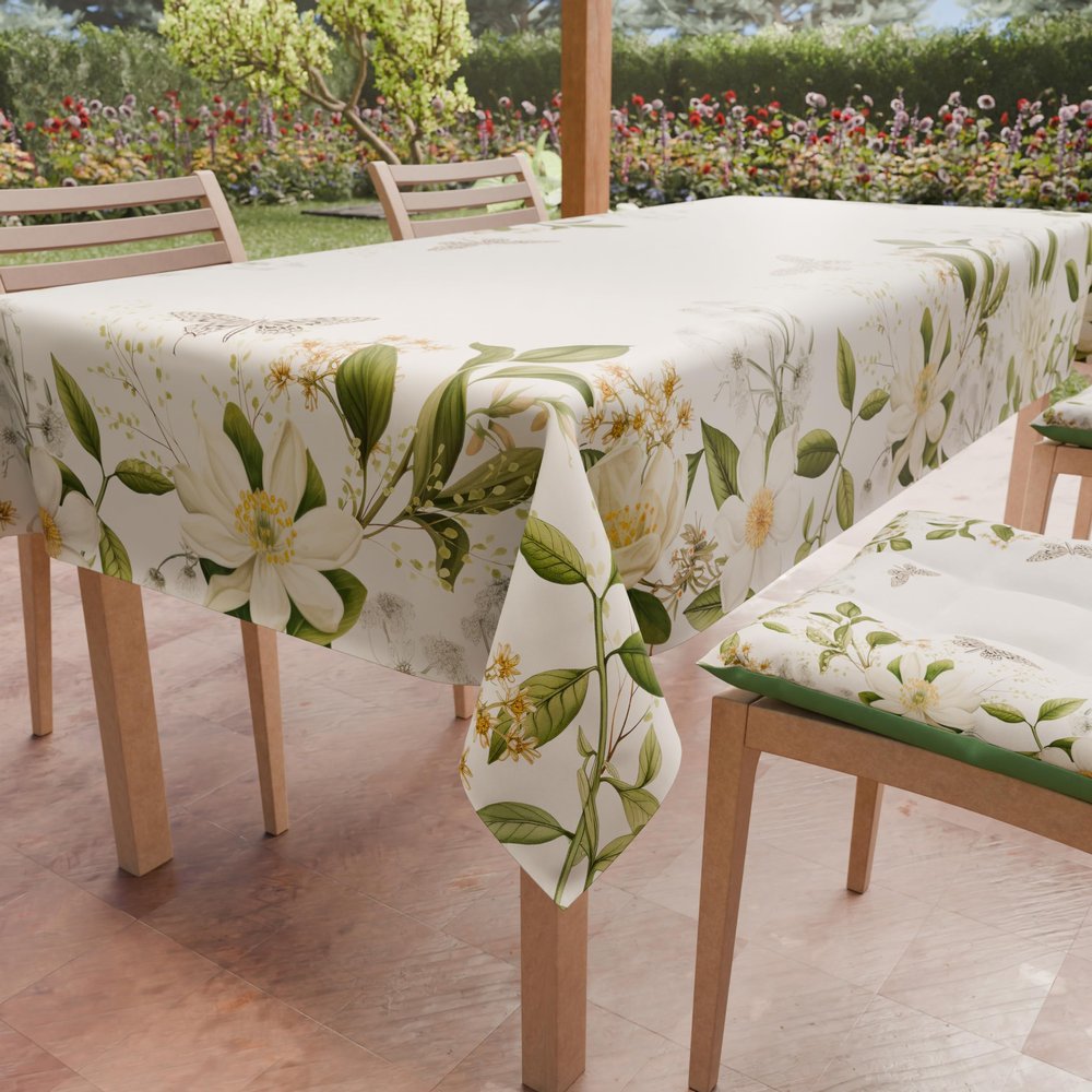 PETTI Artigiani Italiani Stain-Resistant Floral Tablecloth, 140 x 180 cm