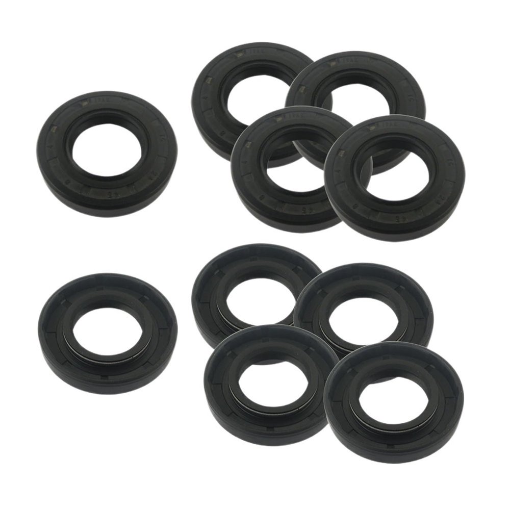 Lip Seals, 10-Piece Set, 16×28×7 / 16×30×7 / 16×32×7 / 17×29×7 / 17×30×5 / 17×40×10 mm, TC Type, NBR, Black