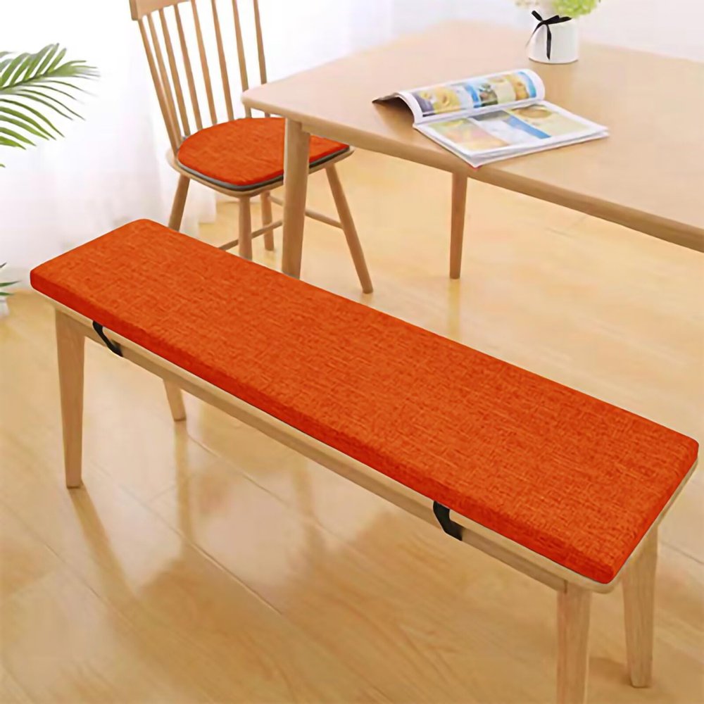 3 cm Orange B Washable Bench Cushion, 170 x 35 cm