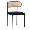 Merax Dining Chairs, Set of 2, Black Velvet with Rattan Backrests view 4