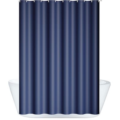 Lobwerk Shower Curtain 180 x 200 cm, Waterproof, Mold-Resistant, with Rings, Dark Blue