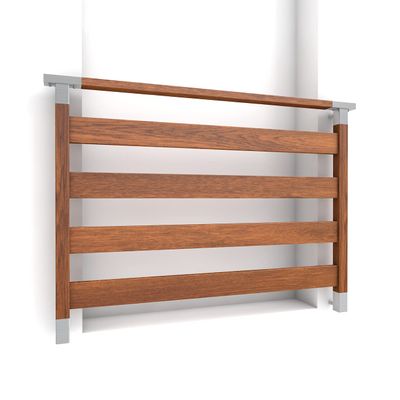 Classic 4 French Balcony Railing, Aluminum/Stainless Steel, Pine Wood, 140 × 100 cm