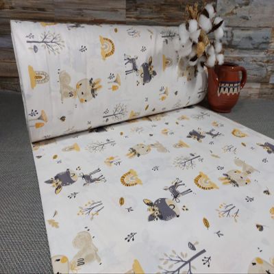 240 cm Wide Poplin Cotton Fabric by the Meter from 50 cm, Fawn-Rabbit-Gray