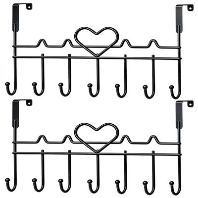 WBDXWB Door Hooks, Over-the-Door Hangers for Coats, Towels, Bags and Bathrobes (2-Pack, Black)