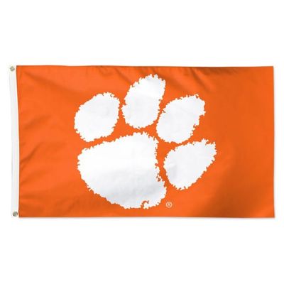 Clemson Tigers Flag, 7.6 x 12.7 cm, by WinCraft, Indoor/Outdoor, Sewn Ends, Brass Grommets, Orange/White