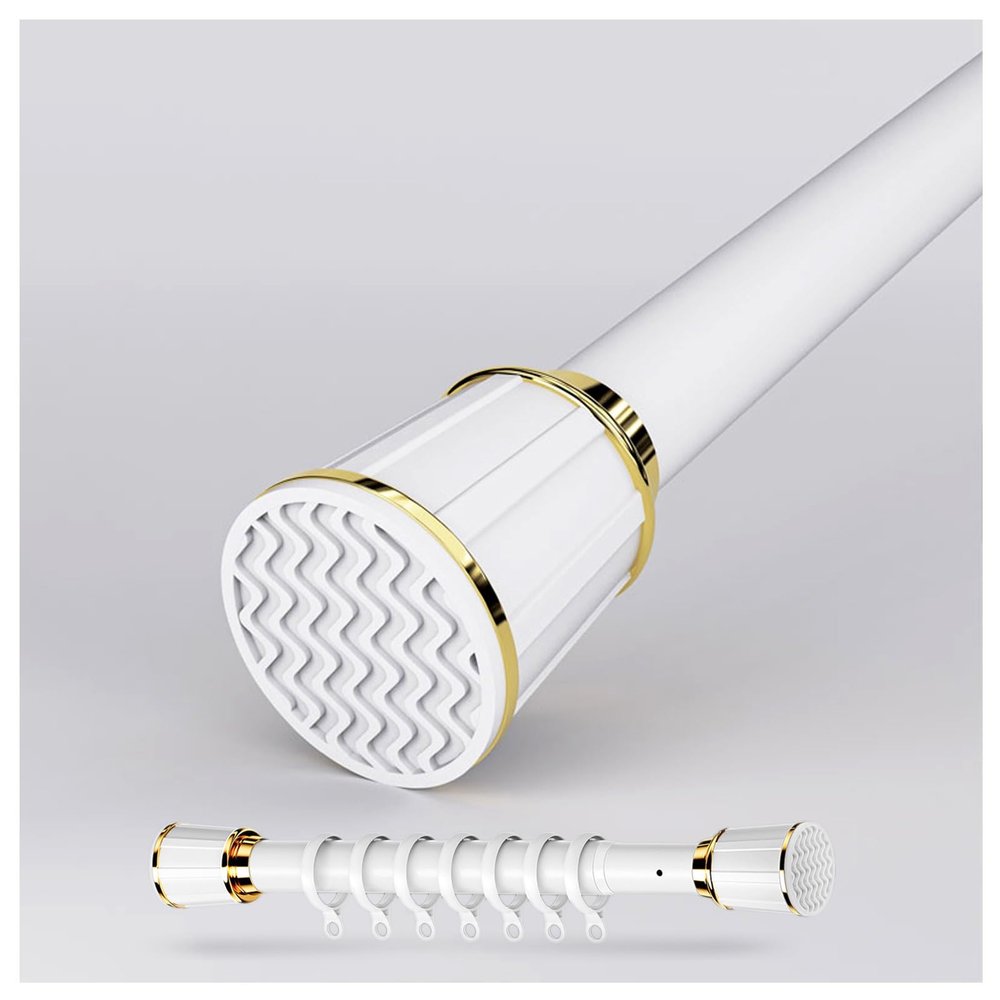 No-Drill Tension Rod, White, 1.6–2.5 m, with 20 Rings