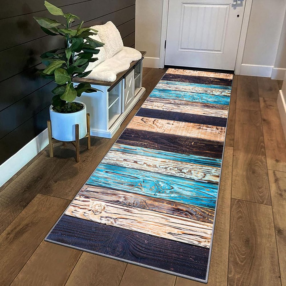 Siunwdiy Hallway Runner Rug, Non-Slip, Washable, Colorful Patchwork, 40 x 180 cm