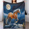 PAZZK Horse Blanket, Soft Flannel Fleece Blanket for Children and Adults, Four-Season Throw for Bed or Couch, 180 x 200 cm view 1